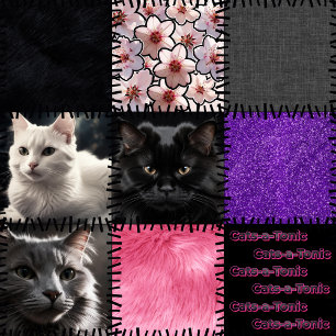 Patchwork Cats-a-Tonic Leggings - Black Purple