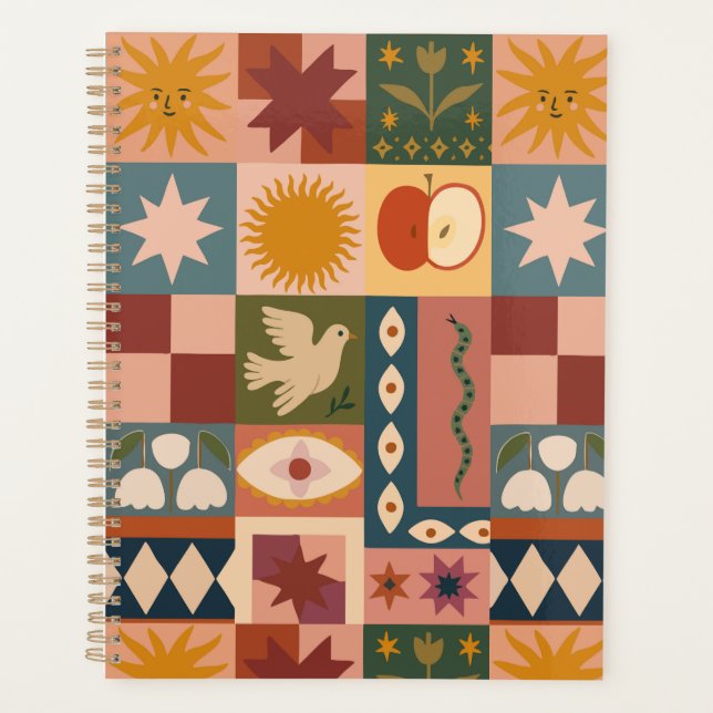 Patchwork céleste bohémien avec symboles mystiques (Devant)