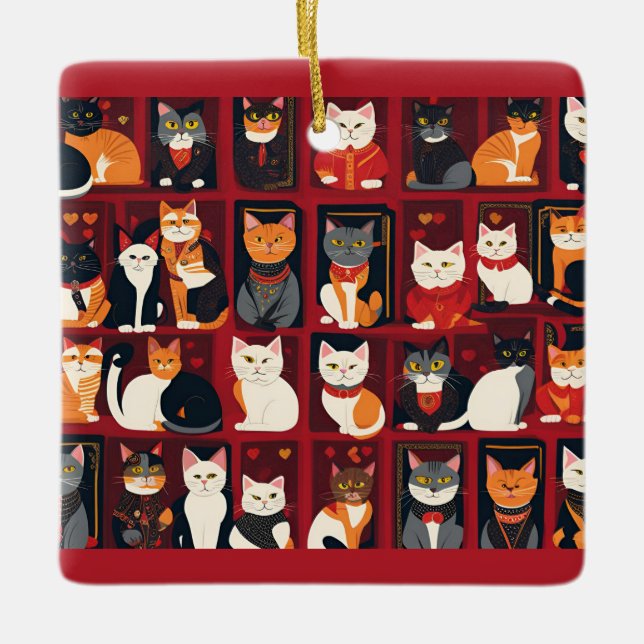 patchwork chats céramique AI art ornement (Devant)