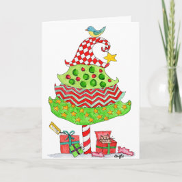 Patchwork Christmas Tree Folded Holiday Card Feiertagskarte