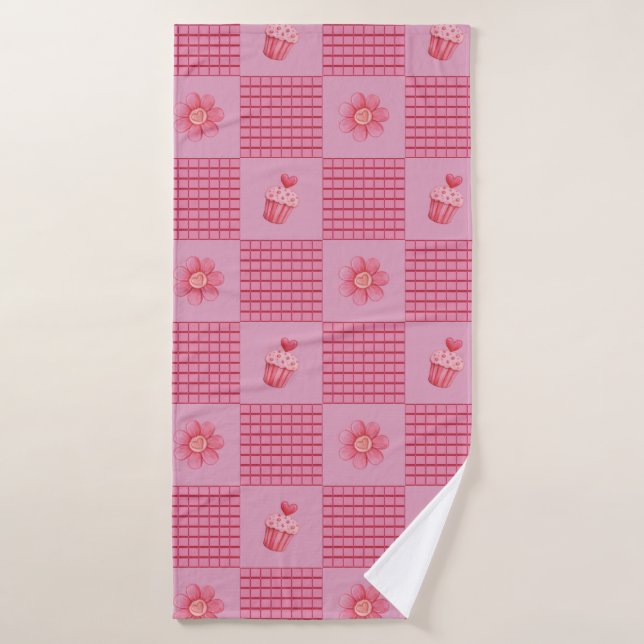 Patchwork Cœur de Fraise (Serviette de bain)