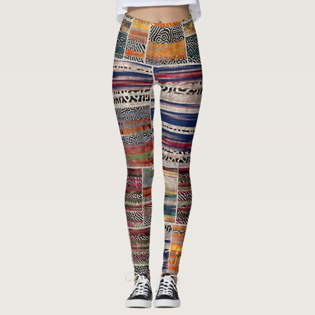 Patchwork-Collage: gemischtes Quiltmuster. Leggings (Vorderseite)
