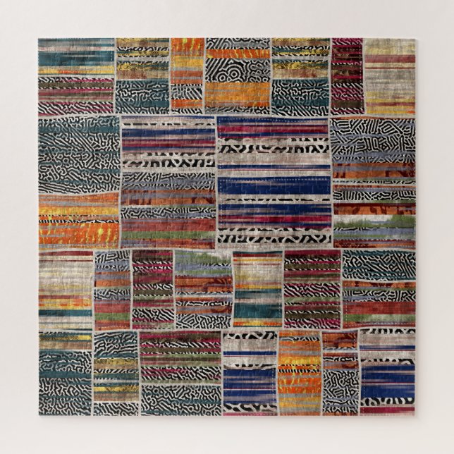 Patchwork-Collage: gemustertes Quiltmuster. (Vertikal)