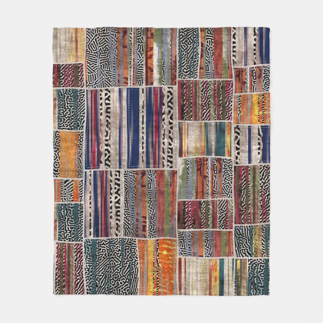 Patchwork-Collage: gemustertes Quiltmuster. Fleecedecke (Vorderseite)