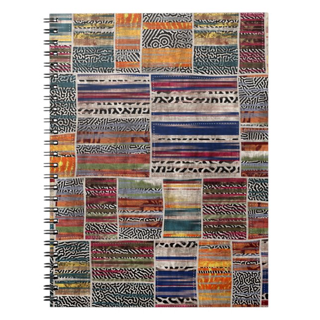 Patchwork-Collage: gemustertes Quiltmuster. Notizblock (Vorderseite)
