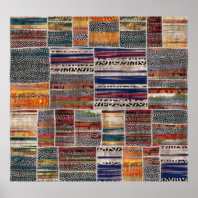 Patchwork-Collage: Mischquilt-Muster. Poster (Vorne)