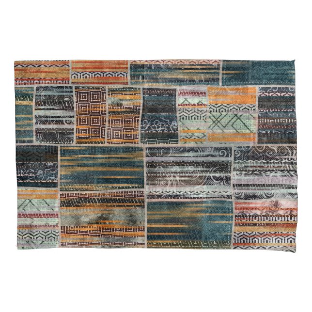 Patchwork Collage Mix, Quilt Muster Druck. Kissenbezug (Vorderseite)