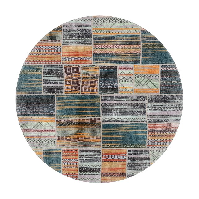 Patchwork Collage Mix, Quilt Muster Druck. Schneidebrett (Vorderseite)