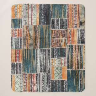 Patchwork Collage Mix, Quilt Muster Druck. Sherpadecke