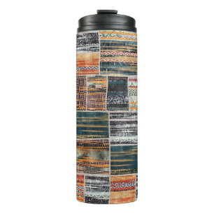 Patchwork Collage Mix, Quilt Muster Druck. Thermosbecher