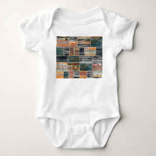 Patchwork-Collage-Mix, Quilt-Musterdruck. Baby Strampler