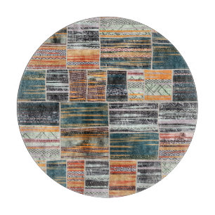 Patchwork-Collage-Mix, Quilt-Musterdruck. Schneidebrett