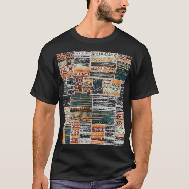 Patchwork-Collage-Mix, Quilt-Musterdruck. T-Shirt (Vorderseite)
