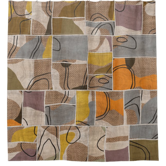 Patchwork-Collage, Quilt-Mix-Muster Duschvorhang (Vorderseite)