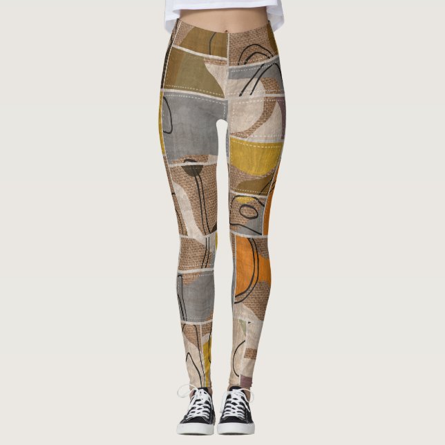 Patchwork-Collage, Quilt-Mix-Muster Leggings (Vorderseite)