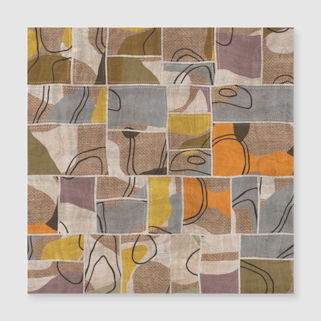 Patchwork-Collage, Quilt-Mix-Muster Magnetkarte (Vorderseite)