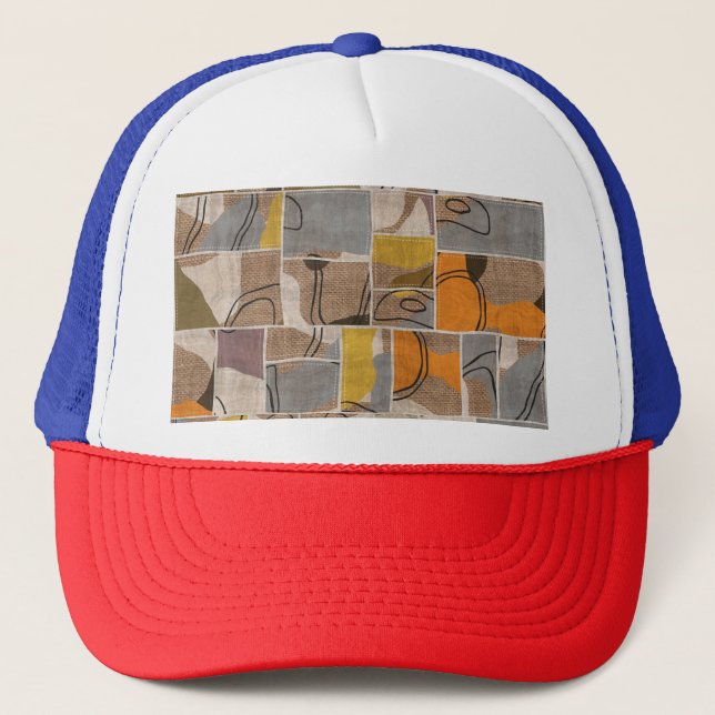 Patchwork-Collage, Quilt-Mix-Muster Truckerkappe (Vorderseite)