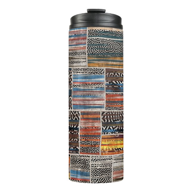 Patchwork-Collage: Quilt-Muster-Extravaganz Thermosbecher (Vorderseite)