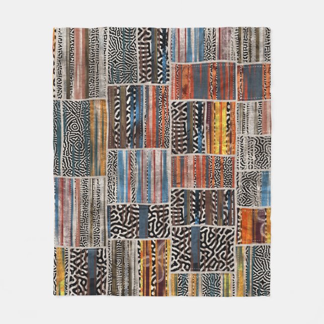 Patchwork Collage: Quilt Pattern Extravaganza Fleecedecke (Vorderseite)