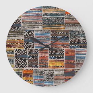 Patchwork Collage: Quilt Pattern Extravaganza Große Wanduhr