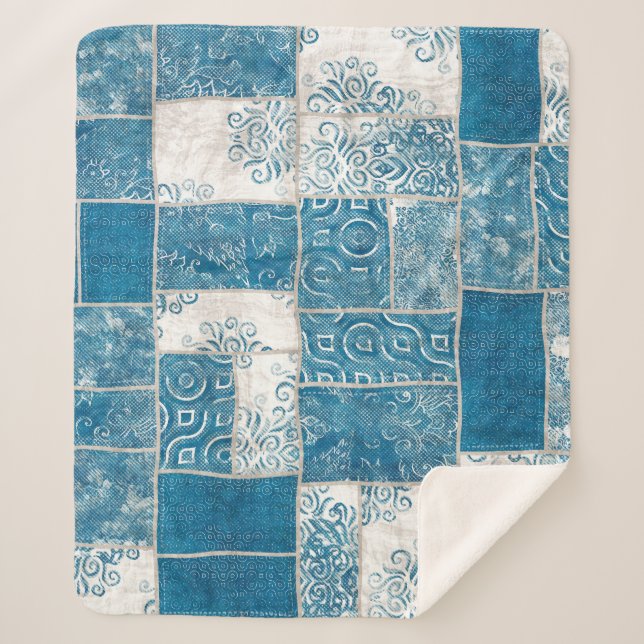 Patchwork-Collage: Quilt Pattern Mix Sherpadecke (Vorderseite)