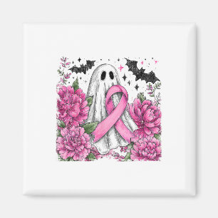 Patchwork Coquette Bow Breast Cancer Ghost Hallowa Magnet