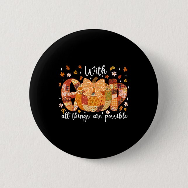 Patchwork Coquette Pumpkin mit Gott Alle Dinge sin Button (Vorderseite)