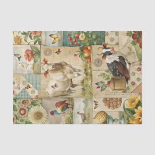 Patchwork Cottagecore-Landwirtschaftstier-Handwerk Seidenpapier