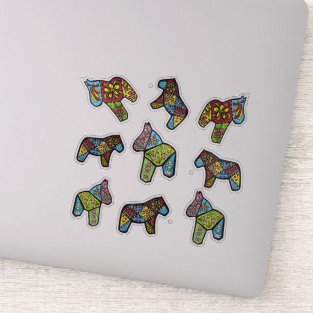 Patchwork Dala Horses Aufkleber (Detail)