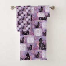 Patchwork de chats cosmiques pourpres