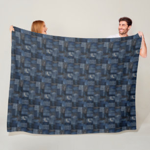 Patchwork Denim Fabric Art Illustration No17 Fleecedecke