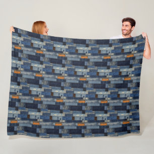 Patchwork Denim Fabric Art Illustration No6 Fleecedecke