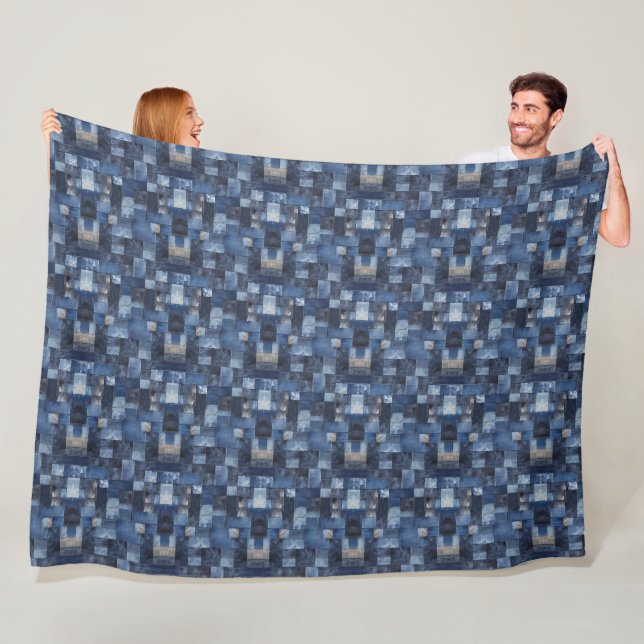 Patchwork Denim Fabric Art Illustration Nr. 3 Fleecedecke (Beispiel)