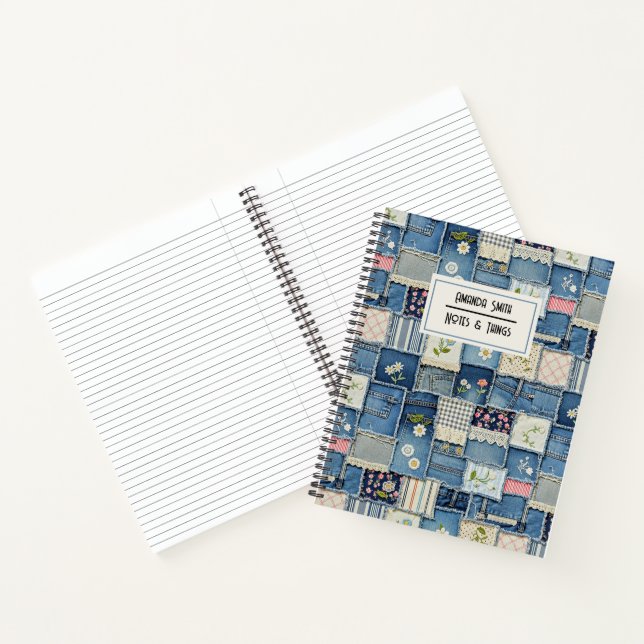 Patchwork Denim individuell gestaltet Notizbuch (Innenseite)