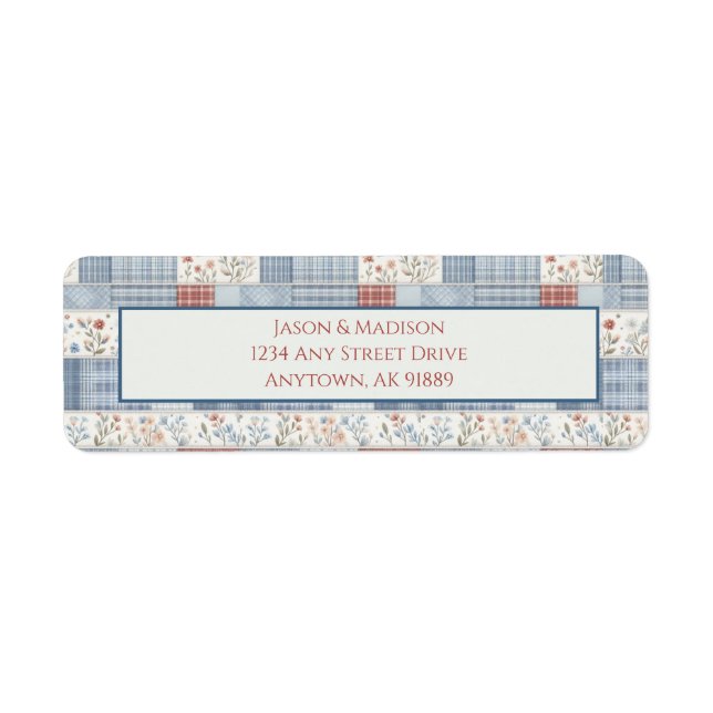 Patchwork Denim Koala Return Address Label (Vorne)