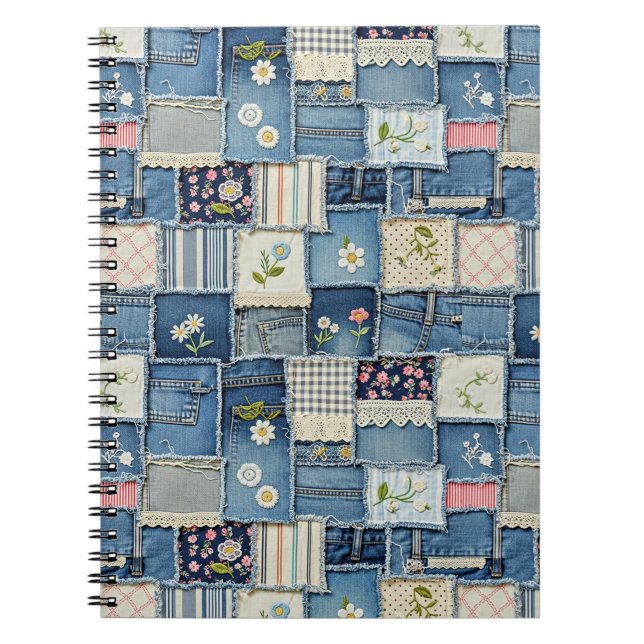 Patchwork-Denim Notizblock (Vorderseite)