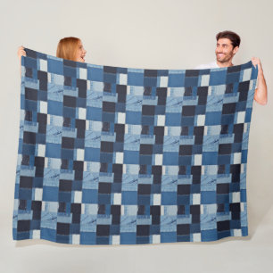 Patchwork-Denim-Stoffkunstillustration Nr. 18 Fleecedecke