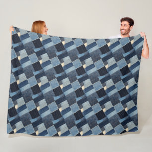 Patchwork-Denim-Stoffkunstillustration Nr. 2 Fleecedecke