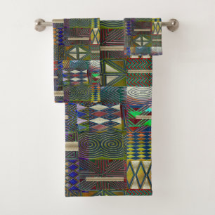 Patchwork-Design im afrikanischen Stil Badhandtuch Set