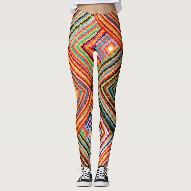 Patchwork-Design mit Aztec-Quadraten. Leggings (Vorderseite)