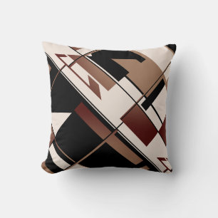 Patchwork Diagonal in Tan Brown Black Beige Design Kissen