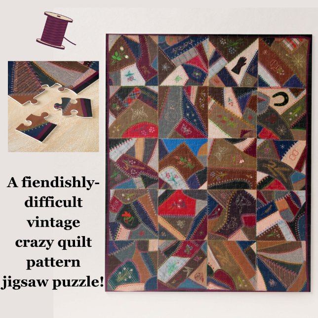 Patchwork difficile American Crazy Quilt Puzzle (For puzzle pros! A difficult vintage patchwork crazy quilt pattern jigsaw!)