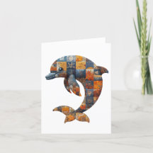 Patchwork Dolphin Greetings Card