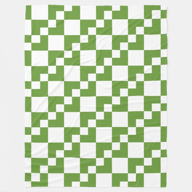 Patchwork Domino - Avocado Green und White Fleecedecke (Vorderseite)