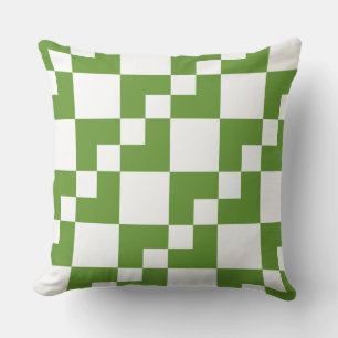 Patchwork Domino - Avocado Green und White Kissen