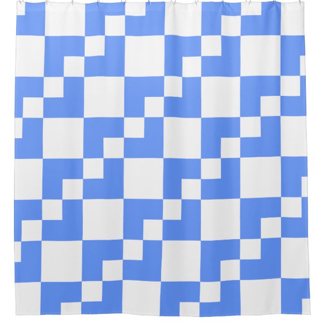 Patchwork Domino - Baby Blue und White Duschvorhang (Vorderseite)