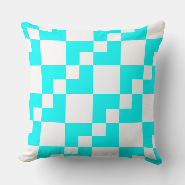 Patchwork Domino - Cyan und White Kissen (Vorderseite)