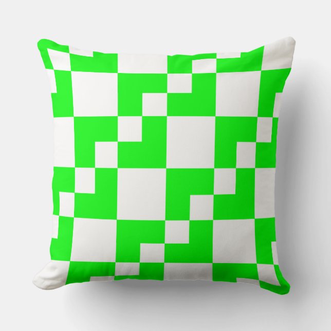 Patchwork Domino - Grün und Weiß Kissen (Vorderseite)
