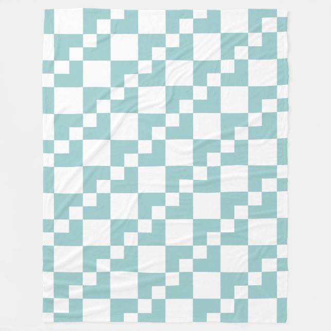 Patchwork Domino - Light Blue Green und White Fleecedecke (Vorderseite)