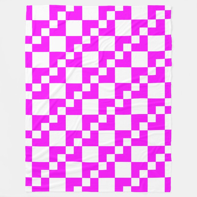 Patchwork Domino - Magenta und White Fleecedecke (Vorderseite)